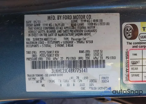 2011 Lincoln Mkz z USA, uszkodzony, nr VIN 3LNHL2JC4BR775141